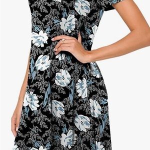 Popyoung- Short Sleeve Floral Dress